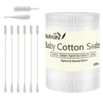 200 Pieces Cotton Swabs, Double Spiral Tipped with Paper Stick