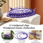 Portable Clothesline with 12 Clips Stainless Steel Hooks - Image 9