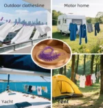 Portable Clothesline with 12 Clips Stainless Steel Hooks - Image 12