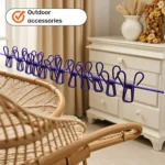 Portable Clothesline with 12 Clips Stainless Steel Hooks - Image 7