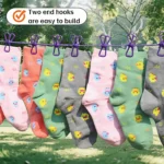 Portable Clothesline with 12 Clips Stainless Steel Hooks - Image 11