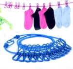 Portable Clothesline with 12 Clips Stainless Steel Hooks - Image 5